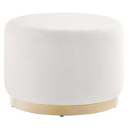 Tilden Large 23" Round Performance Velvet Upholstered Ottoman - Alabaster Natural