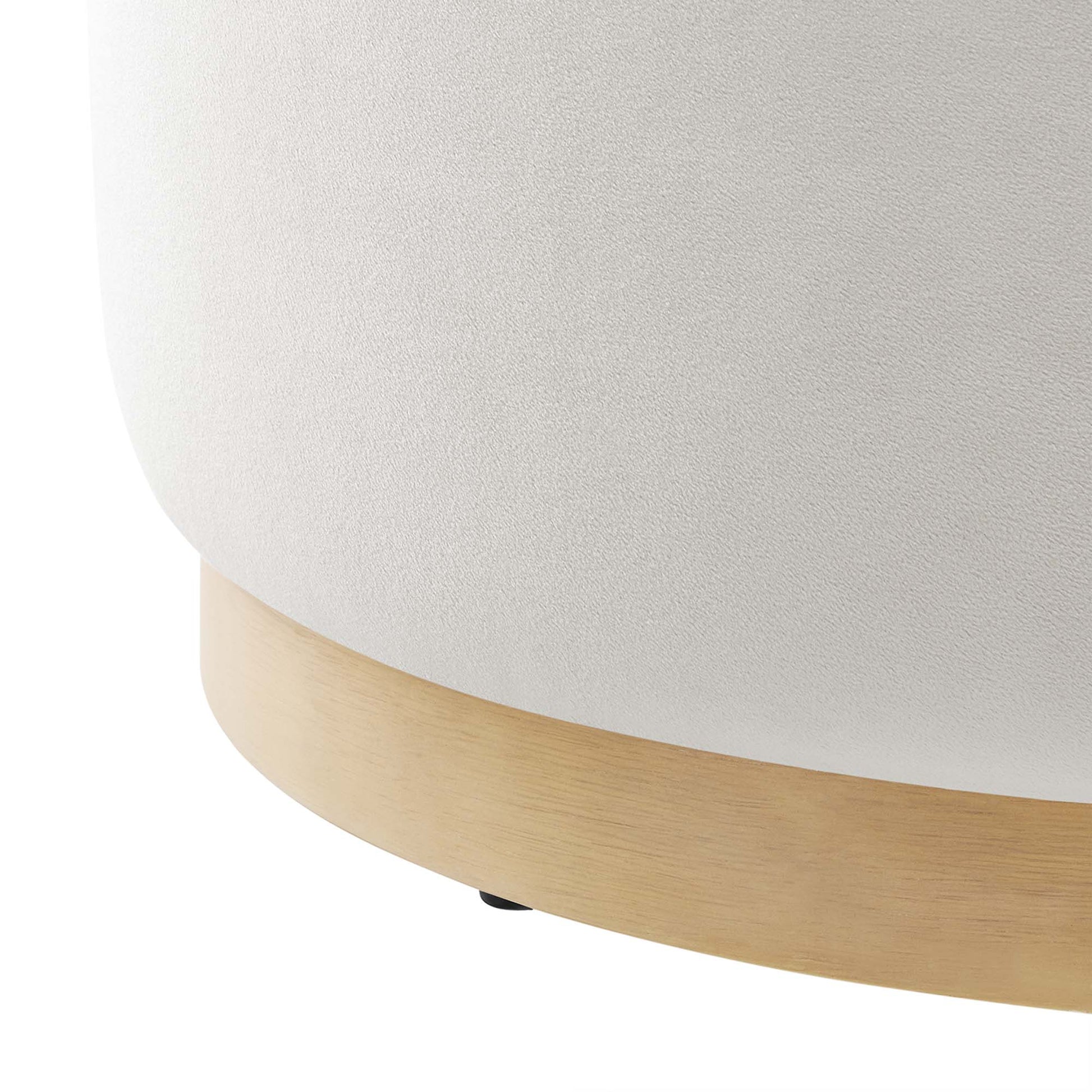 Tilden Large 23" Round Performance Velvet Upholstered Ottoman - Taupe Natural