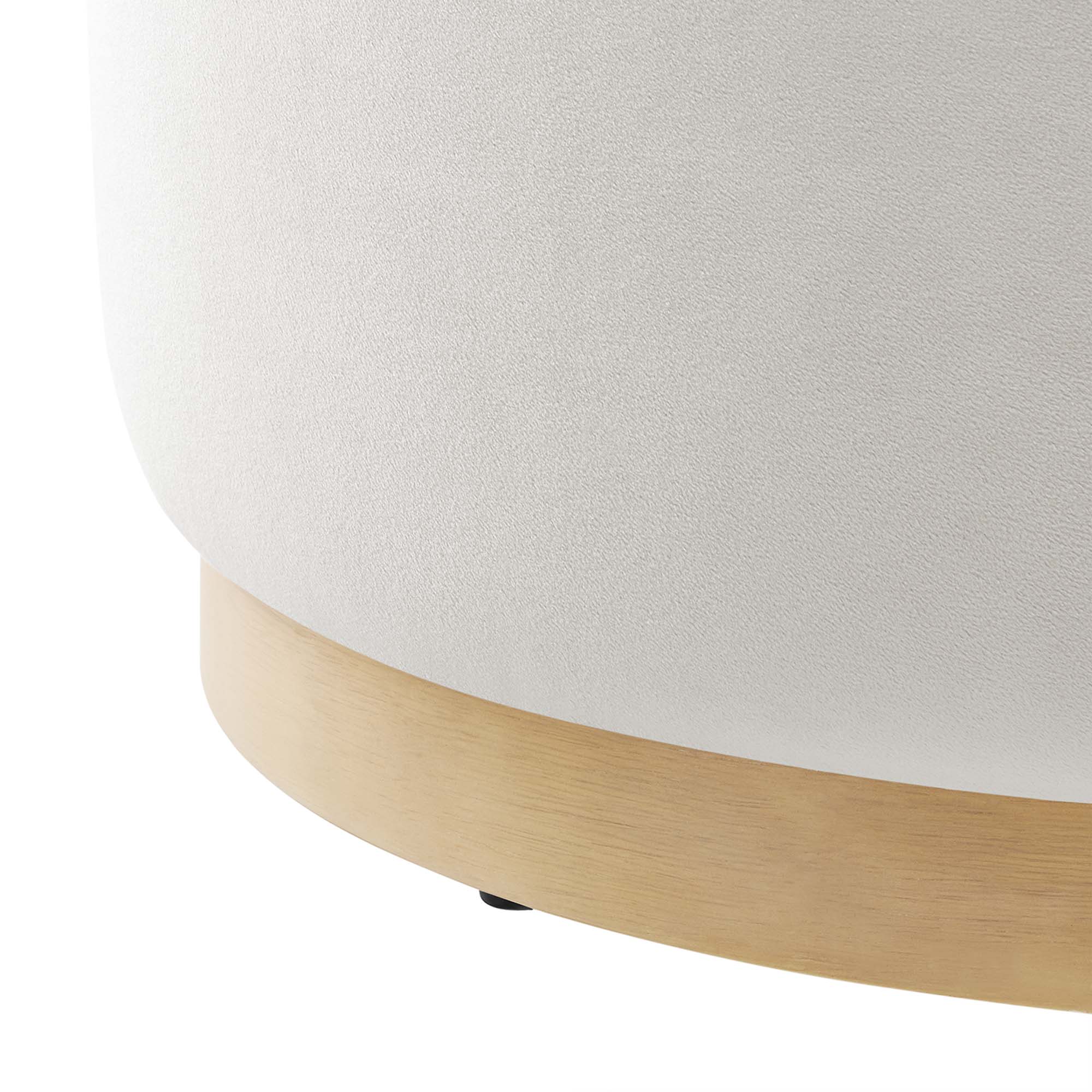 Tilden Large 23" Round Performance Velvet Upholstered Ottoman - Taupe Natural