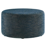 Callum Large 29" Round Woven Heathered Fabric Upholstered Ottoman - Heathered Weave Azure