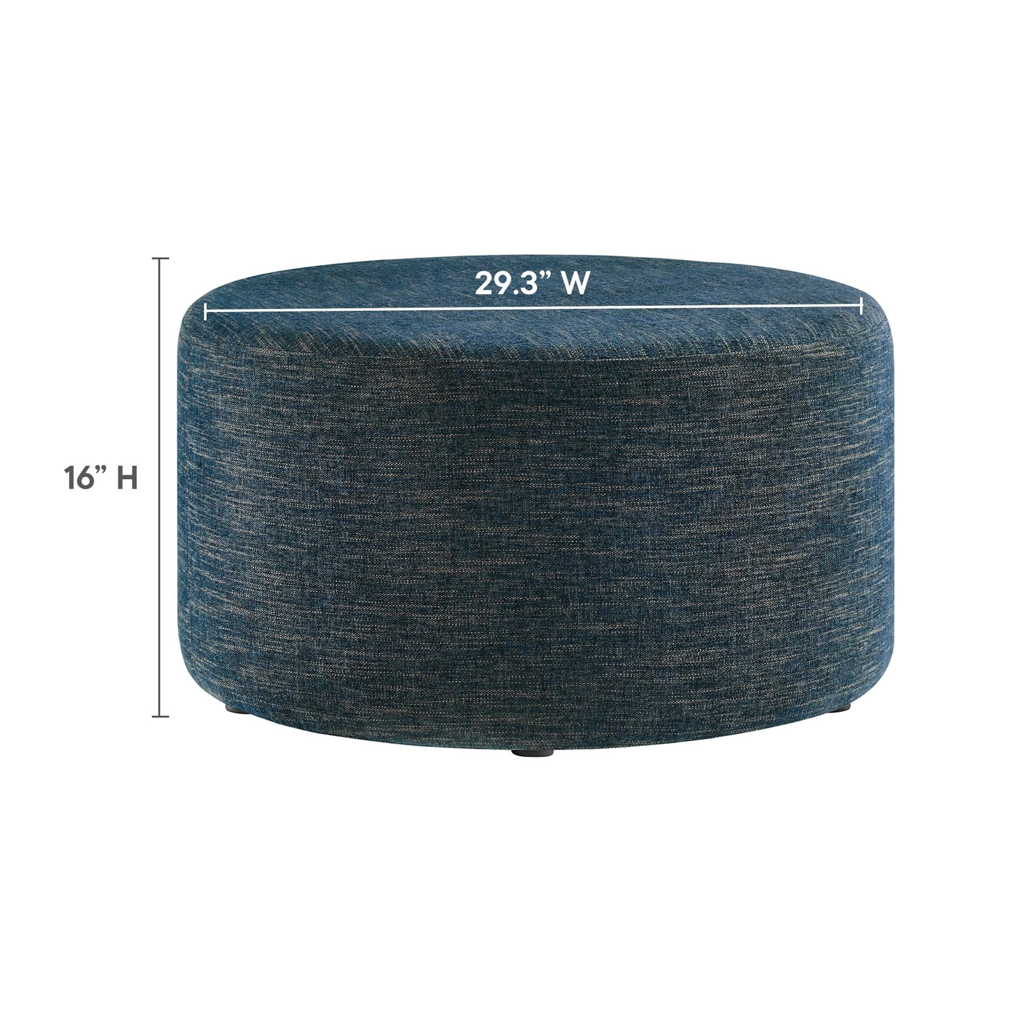 Callum Large 29" Round Woven Heathered Fabric Upholstered Ottoman - Heathered Weave Light Gray
