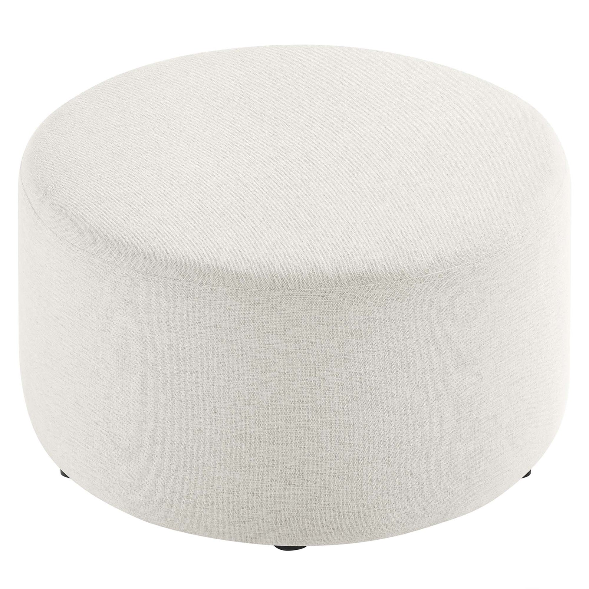 Callum Large 29" Round Woven Heathered Fabric Upholstered Ottoman