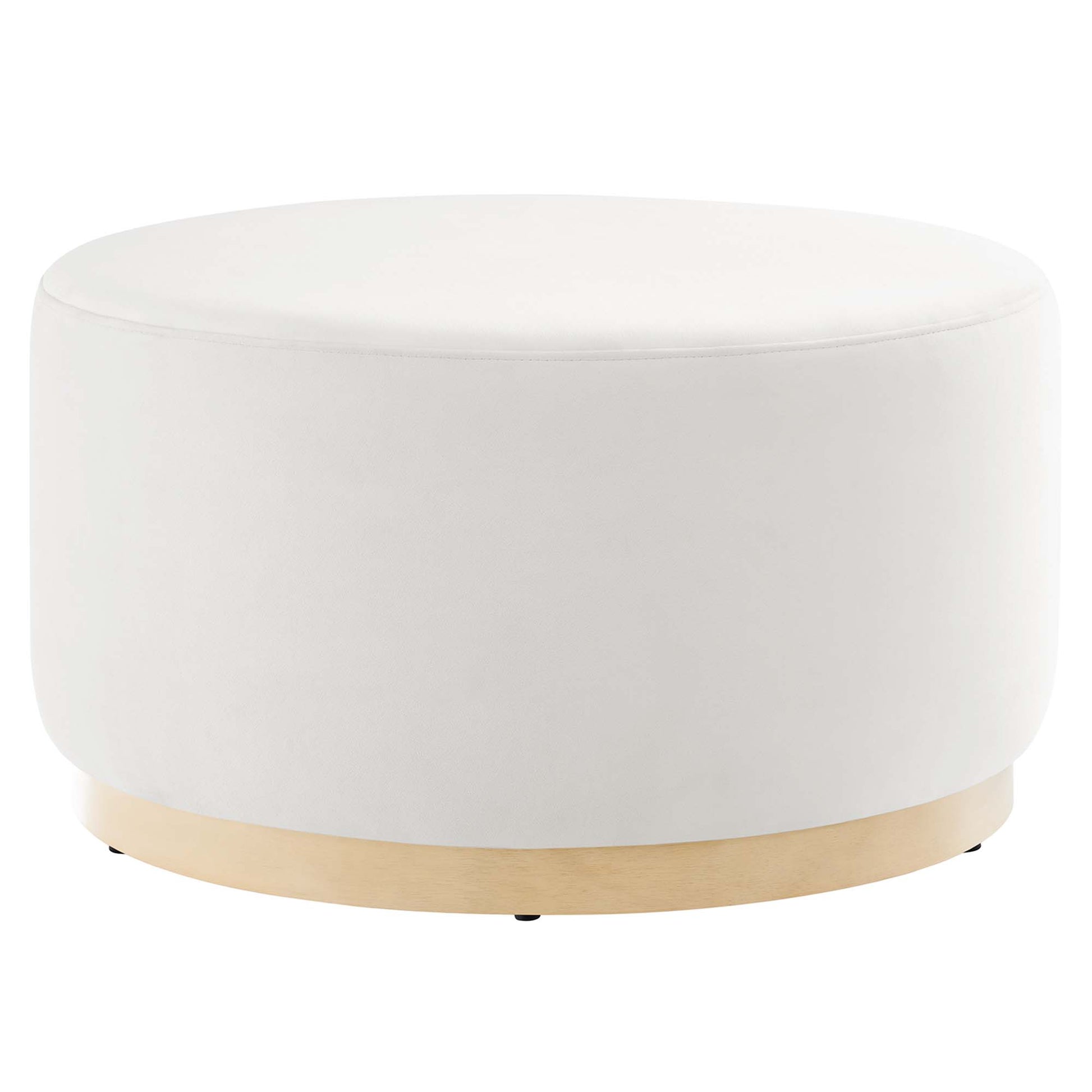 Tilden Large 29" Round Performance Velvet Upholstered Ottoman - Alabaster Natural