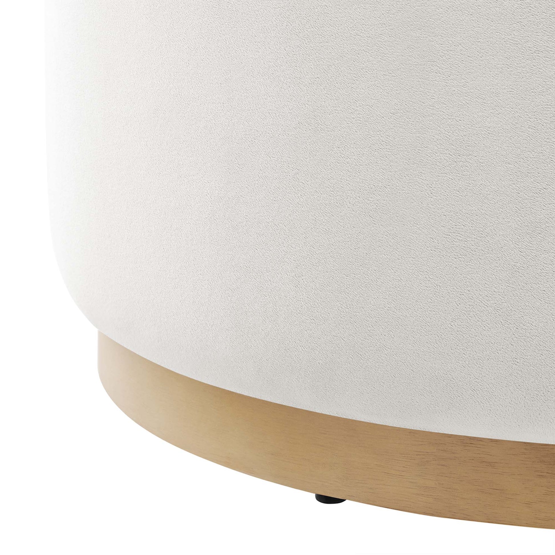 Tilden Large 29" Round Performance Velvet Upholstered Ottoman - Taupe Natural
