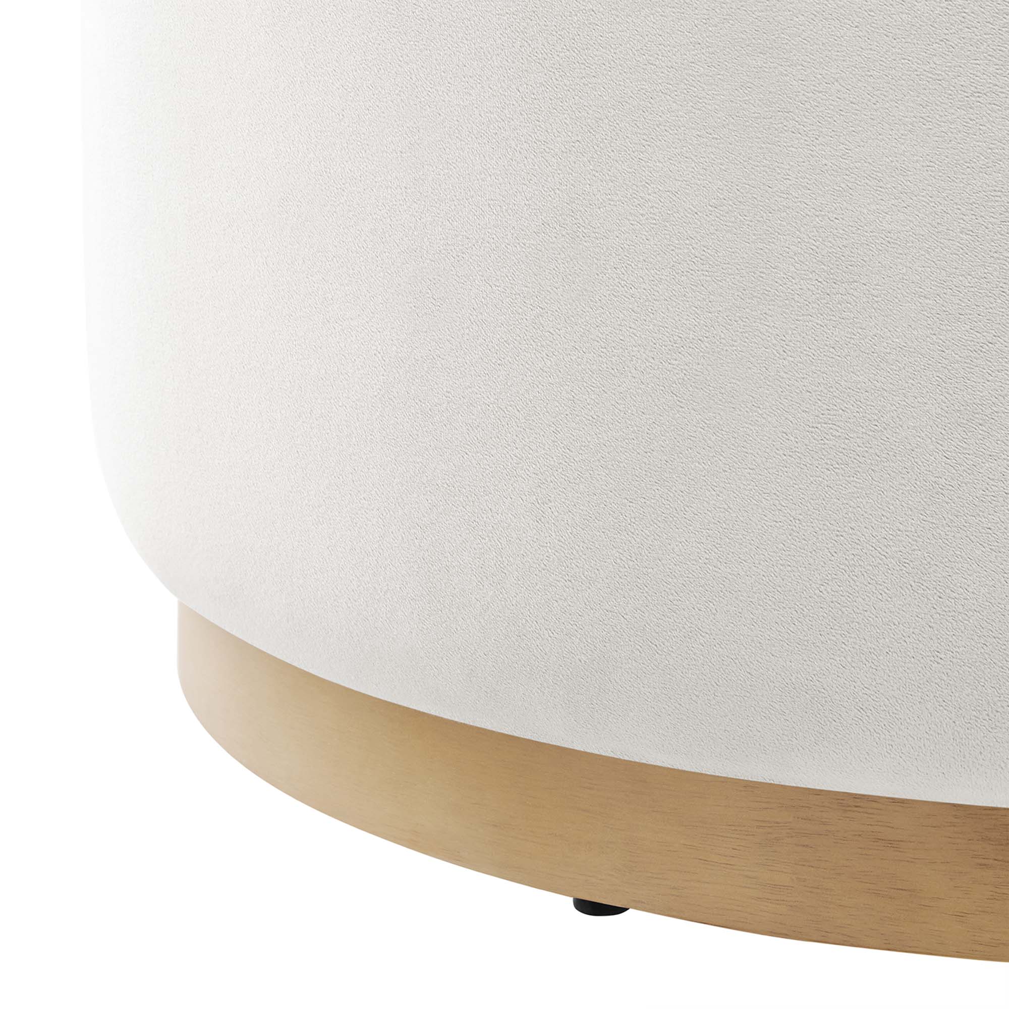 Tilden Large 29" Round Performance Velvet Upholstered Ottoman - Taupe Natural