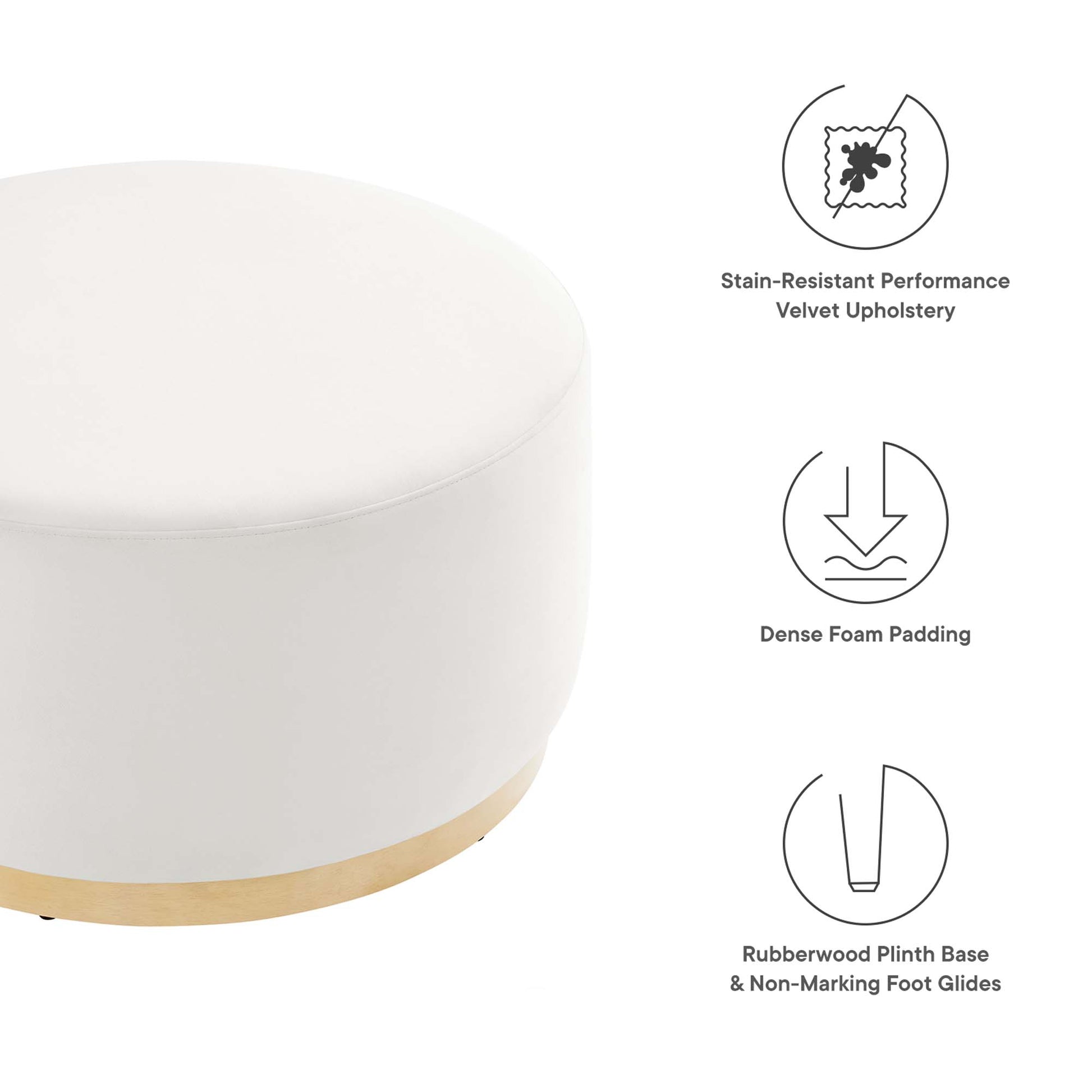 Tilden Large 29" Round Performance Velvet Upholstered Ottoman - Cadet Blue Natural