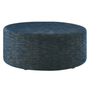 Callum Large 38" Round Woven Heathered Fabric Upholstered Ottoman - Heathered Weave Azure