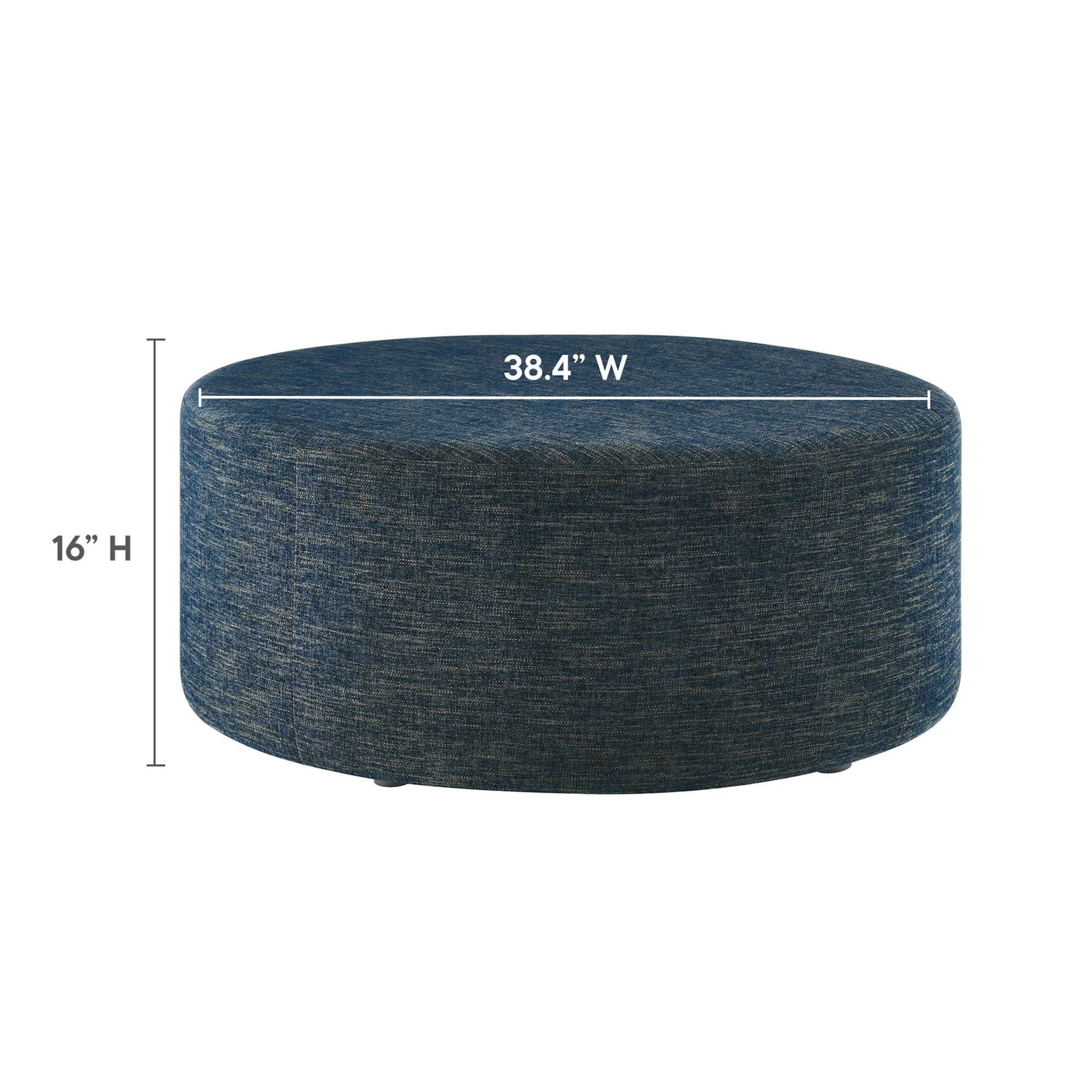 Callum Large 38" Round Woven Heathered Fabric Upholstered Ottoman - Heathered Weave Light Gray