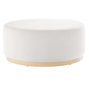 Tilden Large 38" Round Performance Velvet Upholstered Ottoman - Alabaster Natural