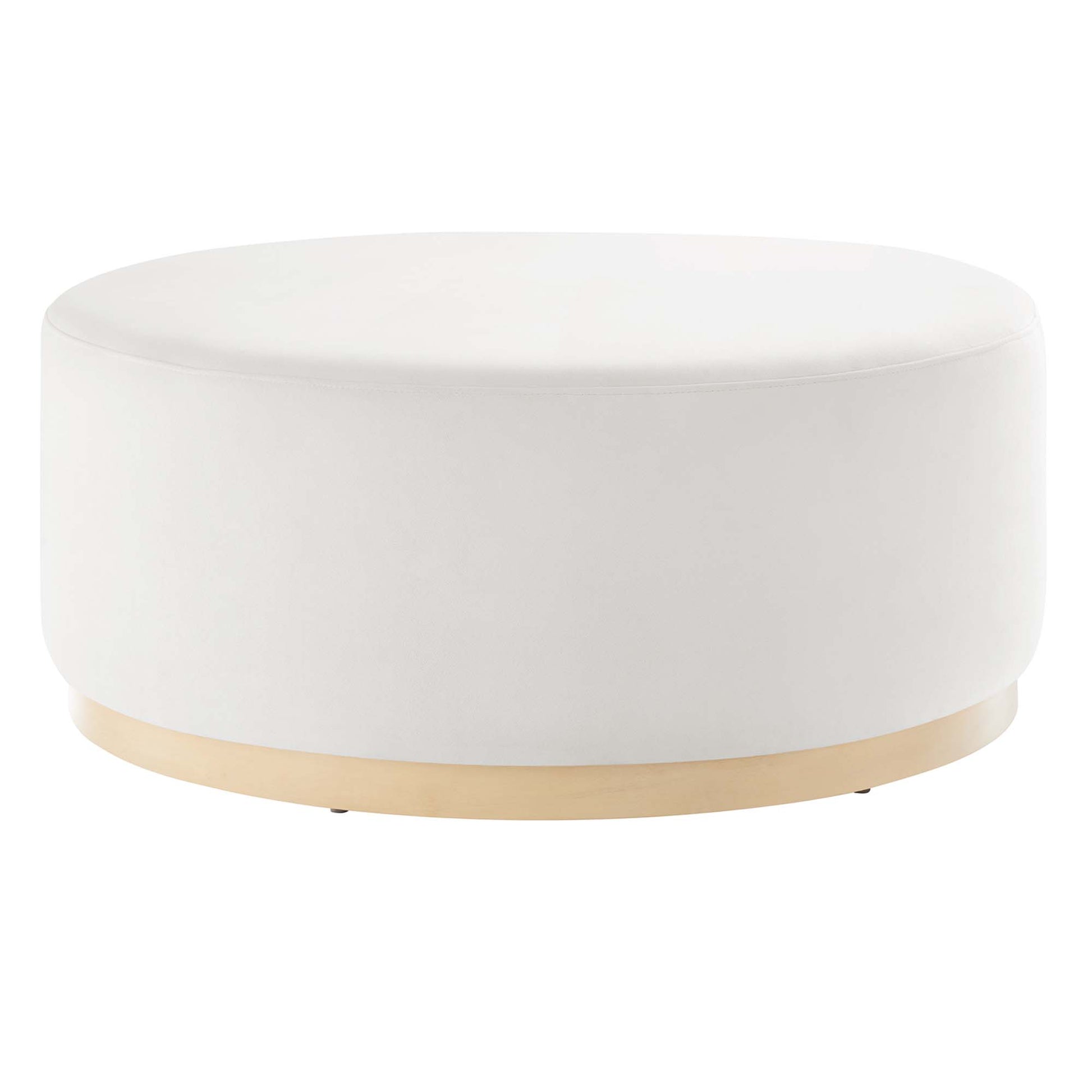 Tilden Large 38" Round Performance Velvet Upholstered Ottoman - Alabaster Natural