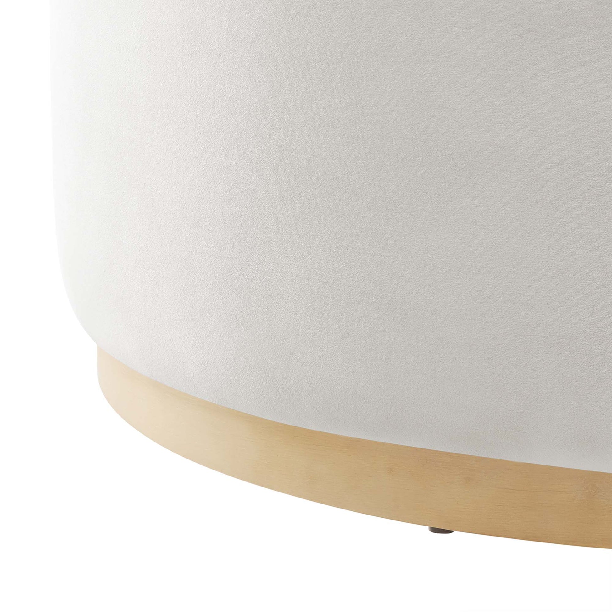 Tilden Large 38" Round Performance Velvet Upholstered Ottoman - Taupe Natural