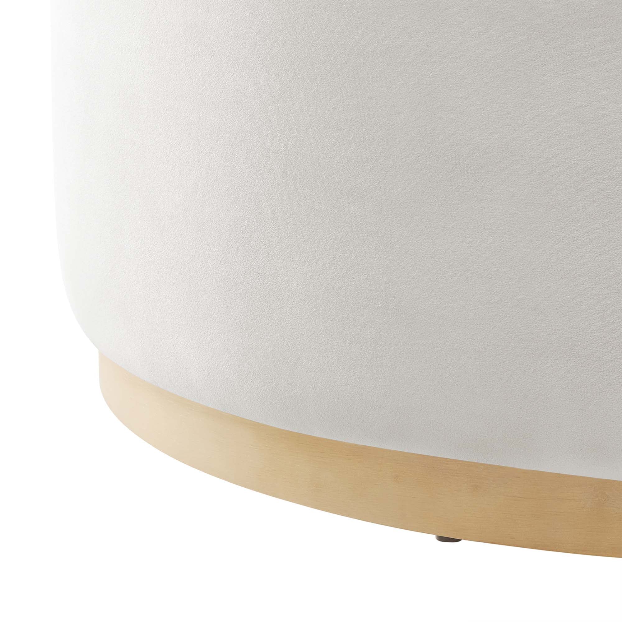 Tilden Large 38" Round Performance Velvet Upholstered Ottoman - Taupe Natural