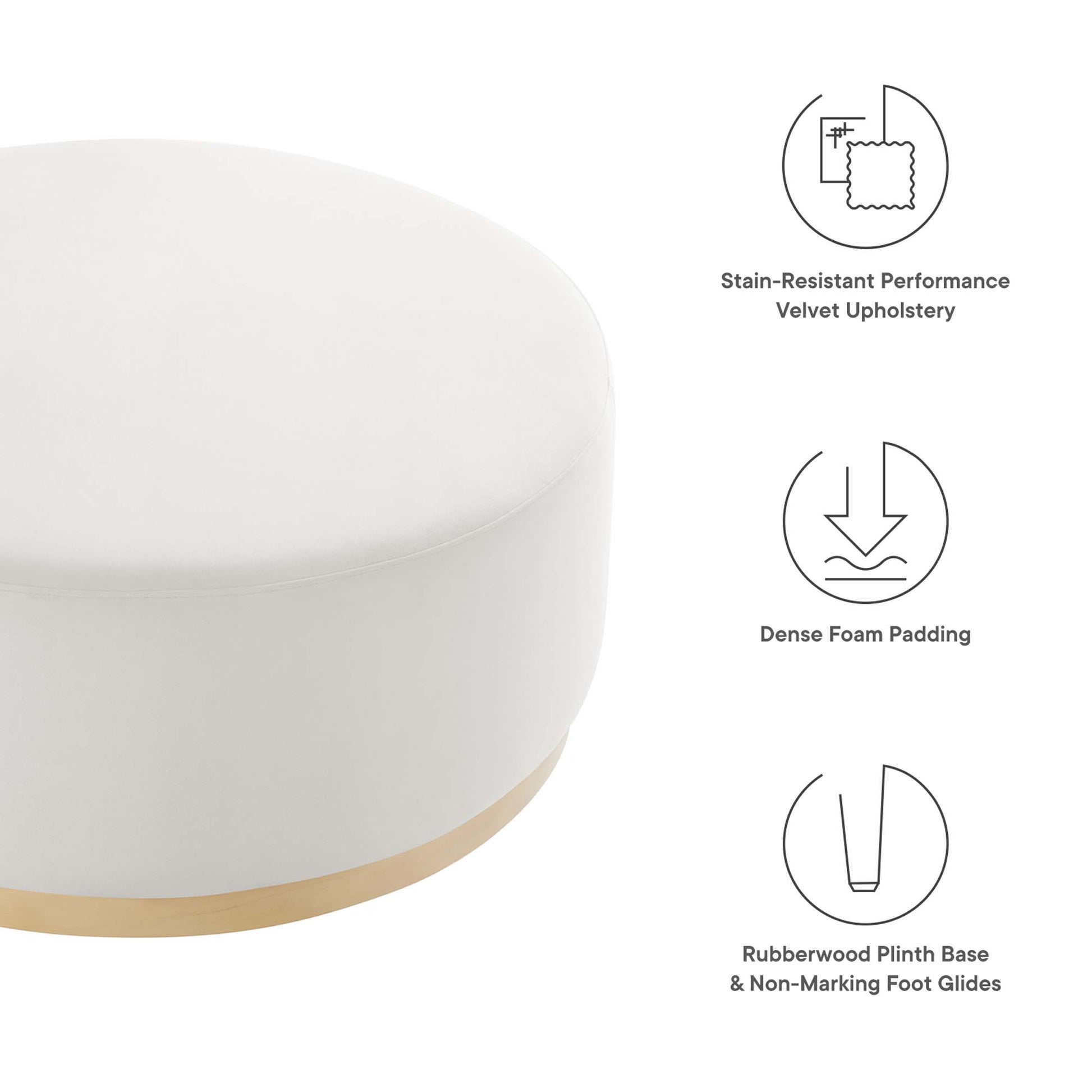 Tilden Large 38" Round Performance Velvet Upholstered Ottoman - Cadet Blue Natural