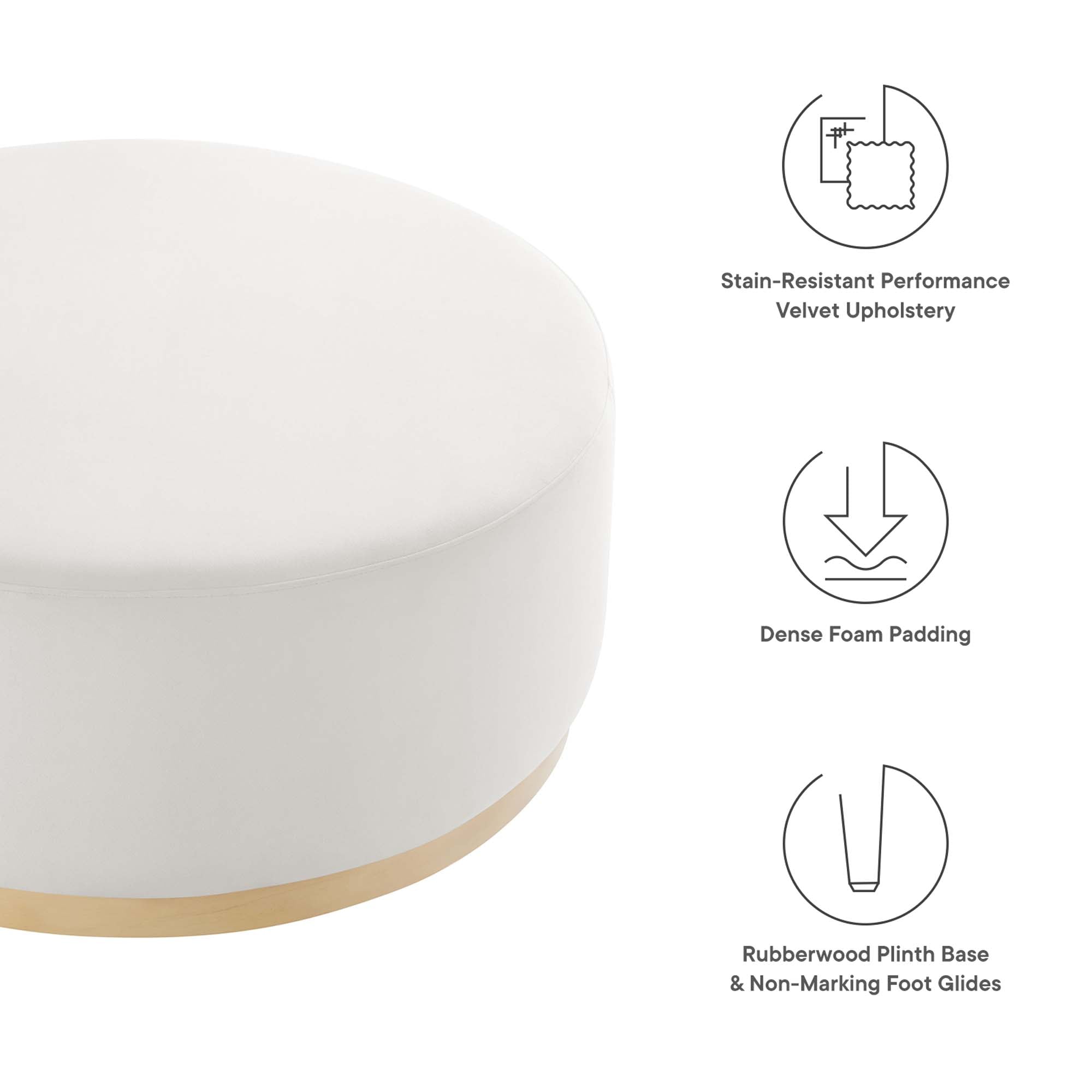 Tilden Large 38" Round Performance Velvet Upholstered Ottoman - Cadet Blue Natural