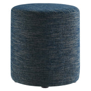 Callum 16" Round Woven Heathered Fabric Upholstered Ottoman - Heathered Weave Azure