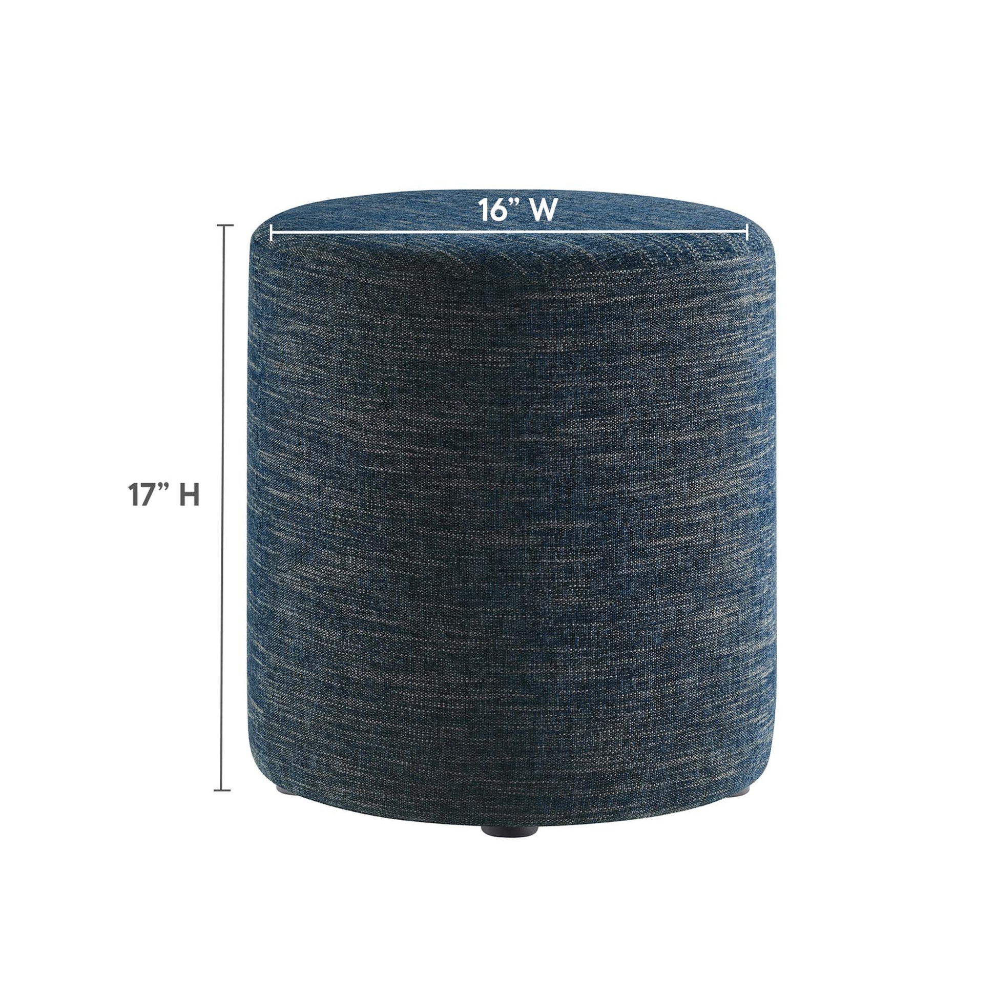 Callum 16" Round Woven Heathered Fabric Upholstered Ottoman - Heathered Weave Light Gray