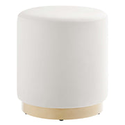 Tilden 16" Round Performance Velvet Upholstered Ottoman - Alabaster Natural