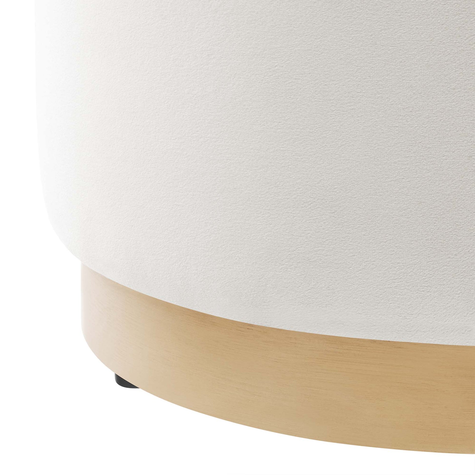 Tilden 16" Round Performance Velvet Upholstered Ottoman - Taupe Natural