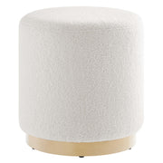 Tilden 16" Round Sherpa Upholstered Ottoman - Ivory Natural