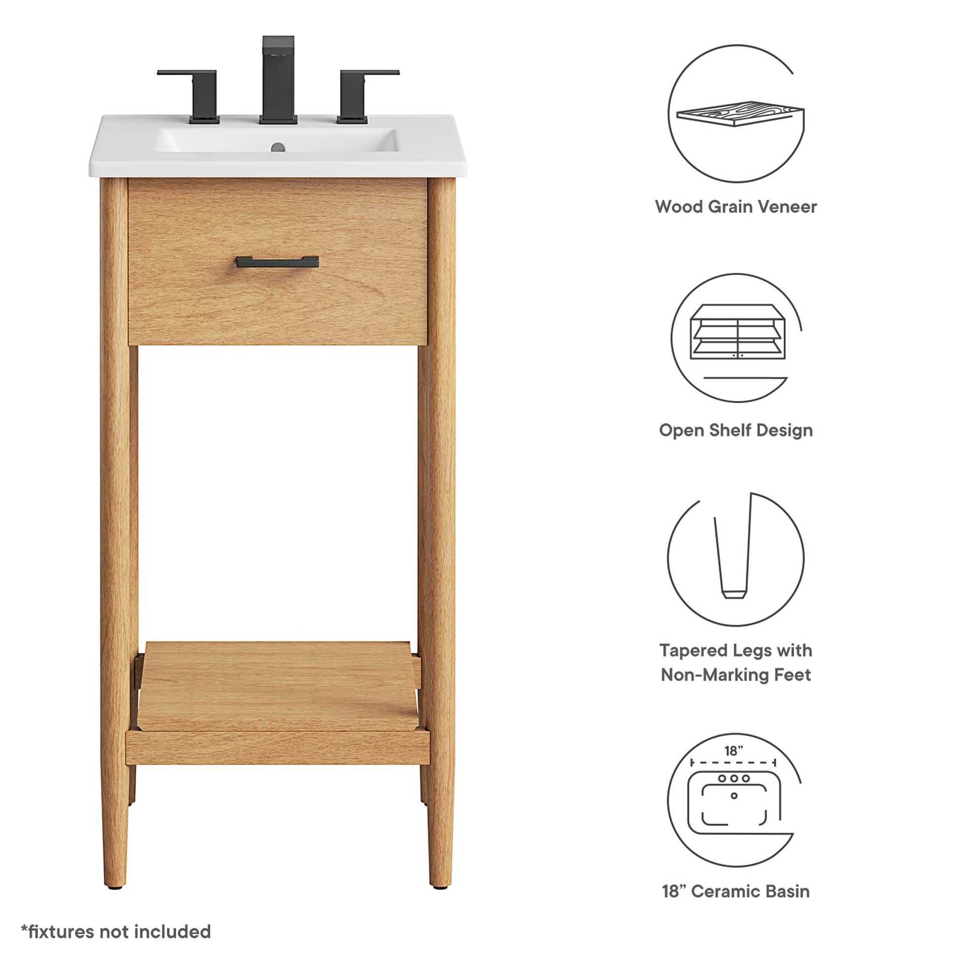 Zaire Bathroom Vanity Basin Included - Walnut White