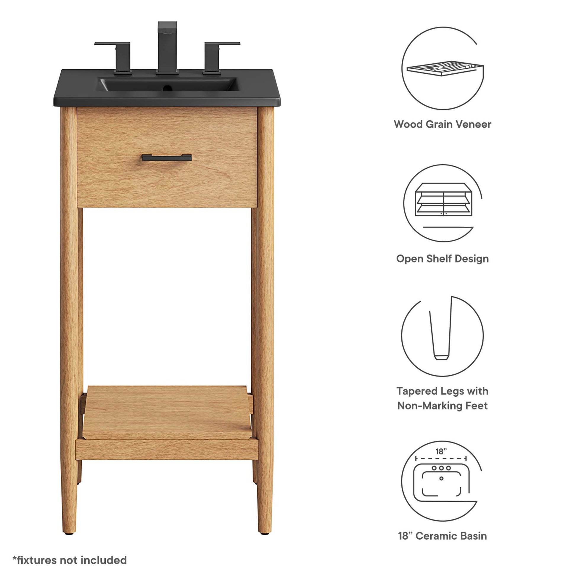 Zaire 18" Bathroom Vanity - Walnut Black