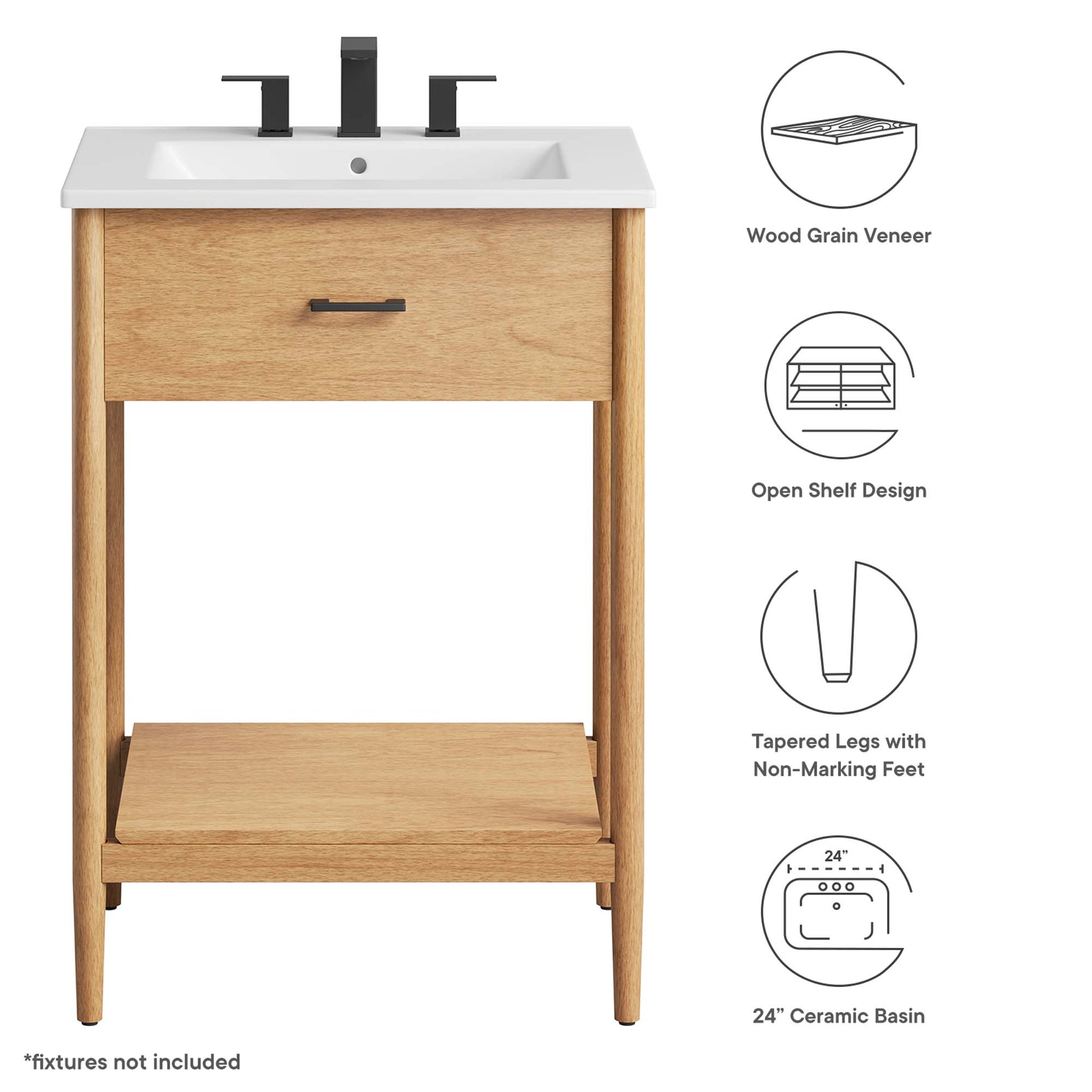 Zaire Bathroom Vanity Basin Included - Walnut White