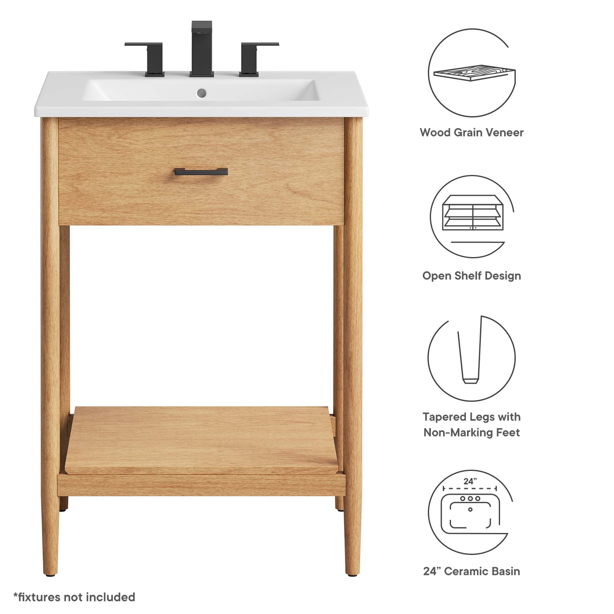Zaire Bathroom Vanity Basin Included - Walnut White