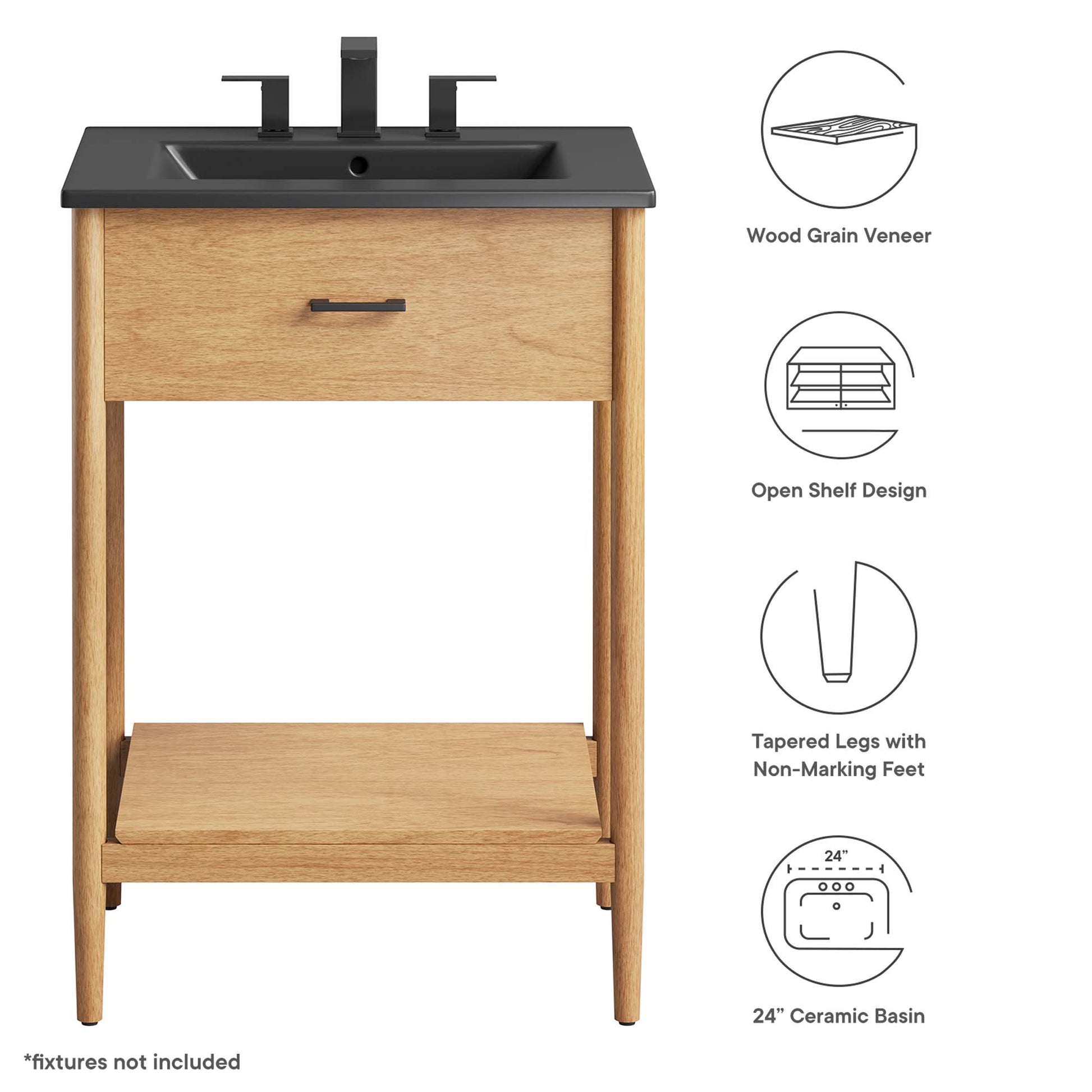 Zaire 24" Bathroom Vanity - Walnut Black