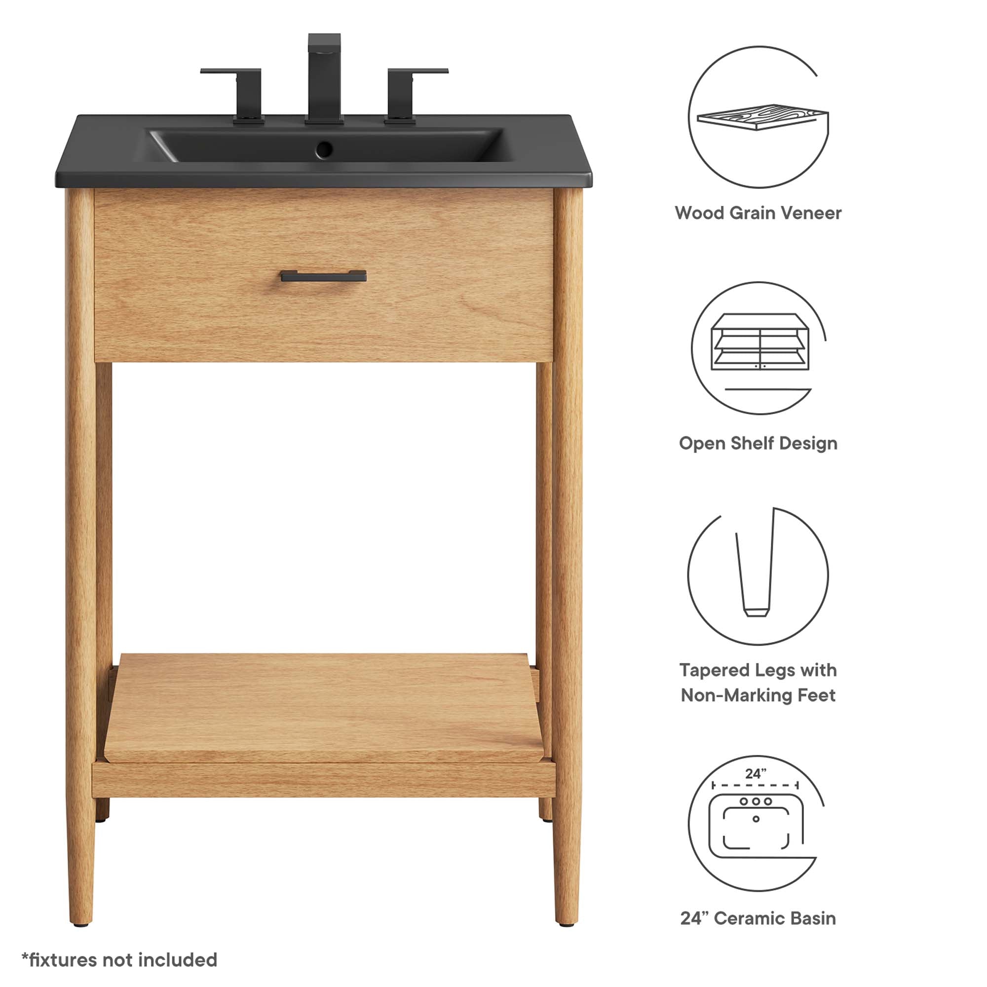 Zaire 24" Bathroom Vanity - Walnut Black