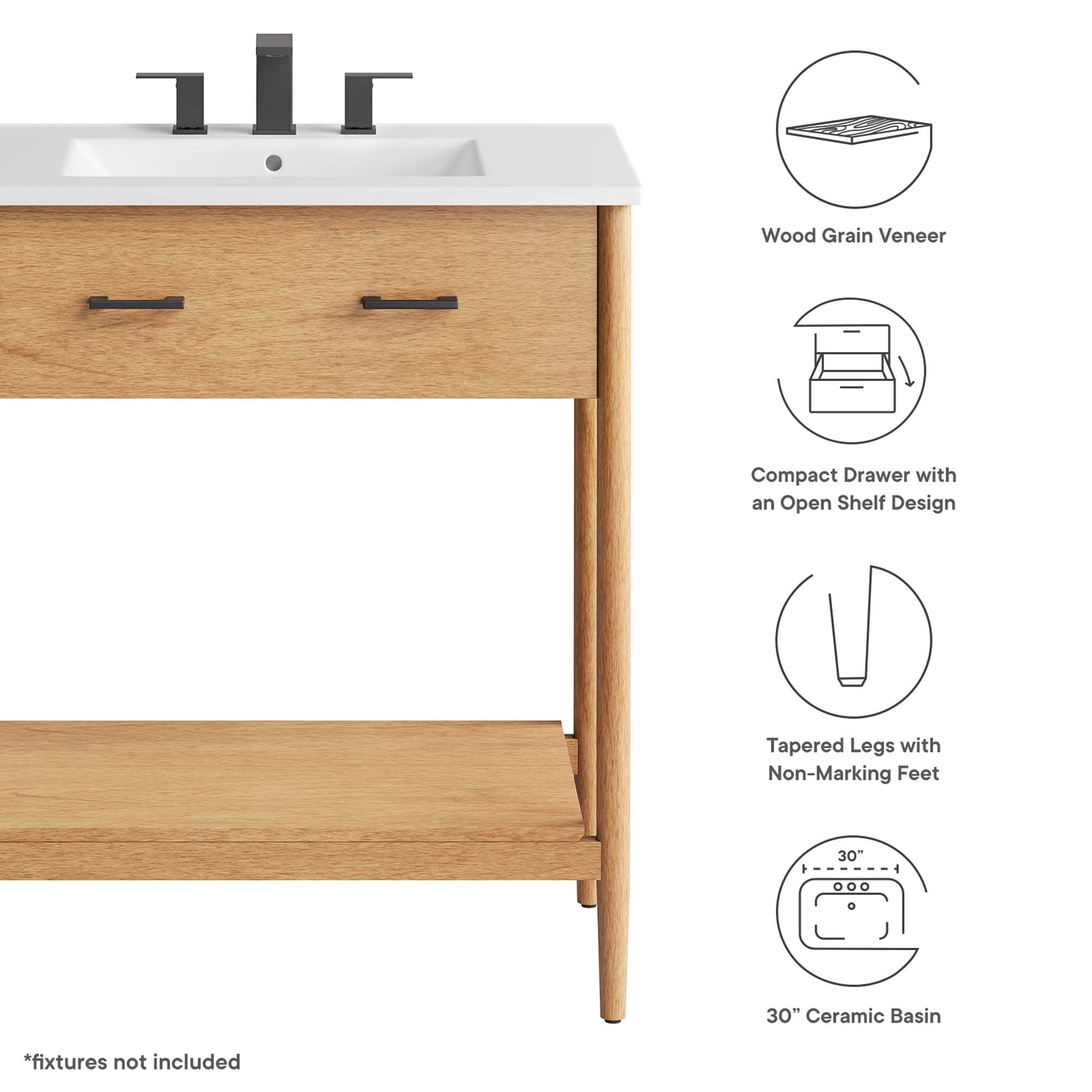 Zaire 30" Bathroom Vanity - Walnut White