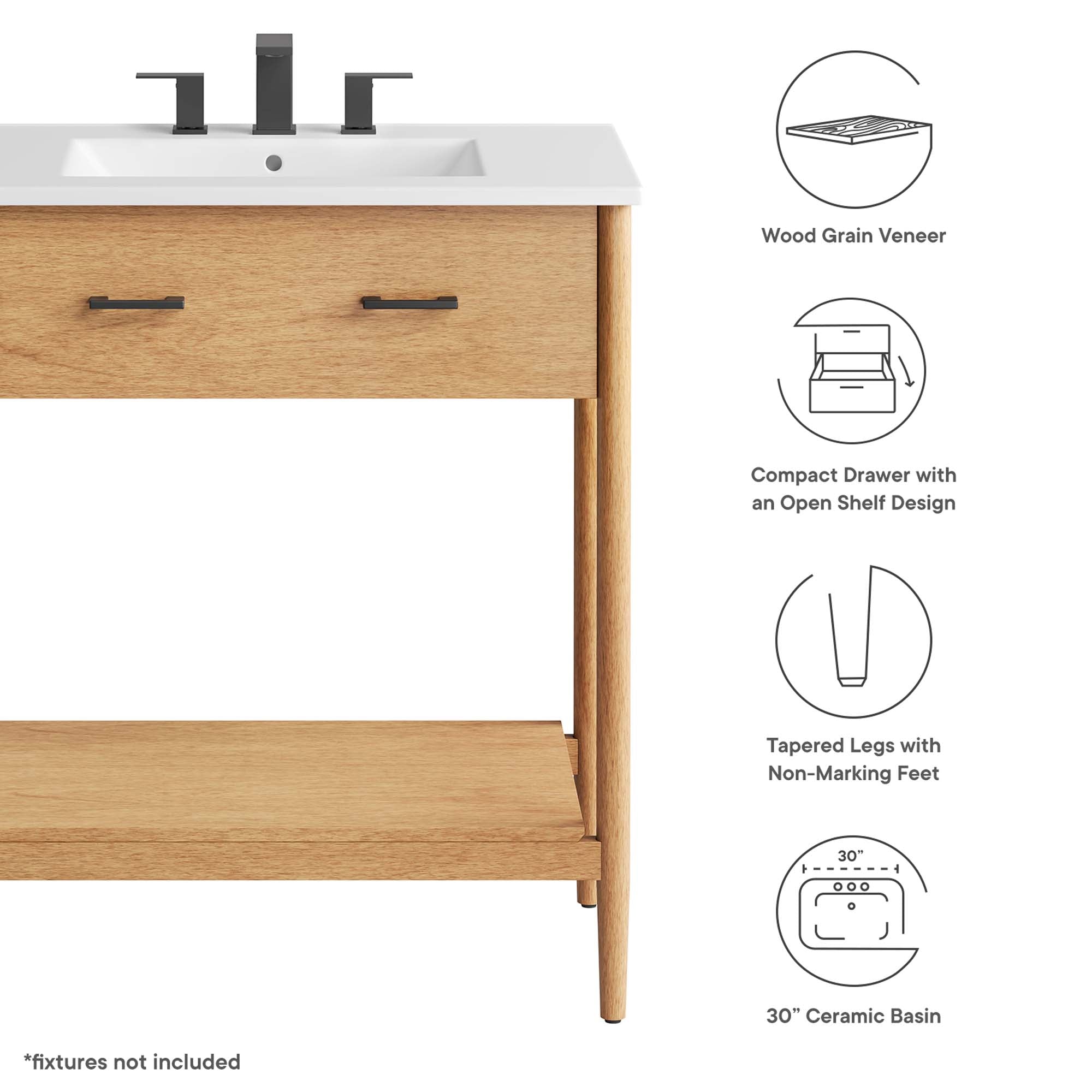 Zaire 30" Bathroom Vanity - Walnut White