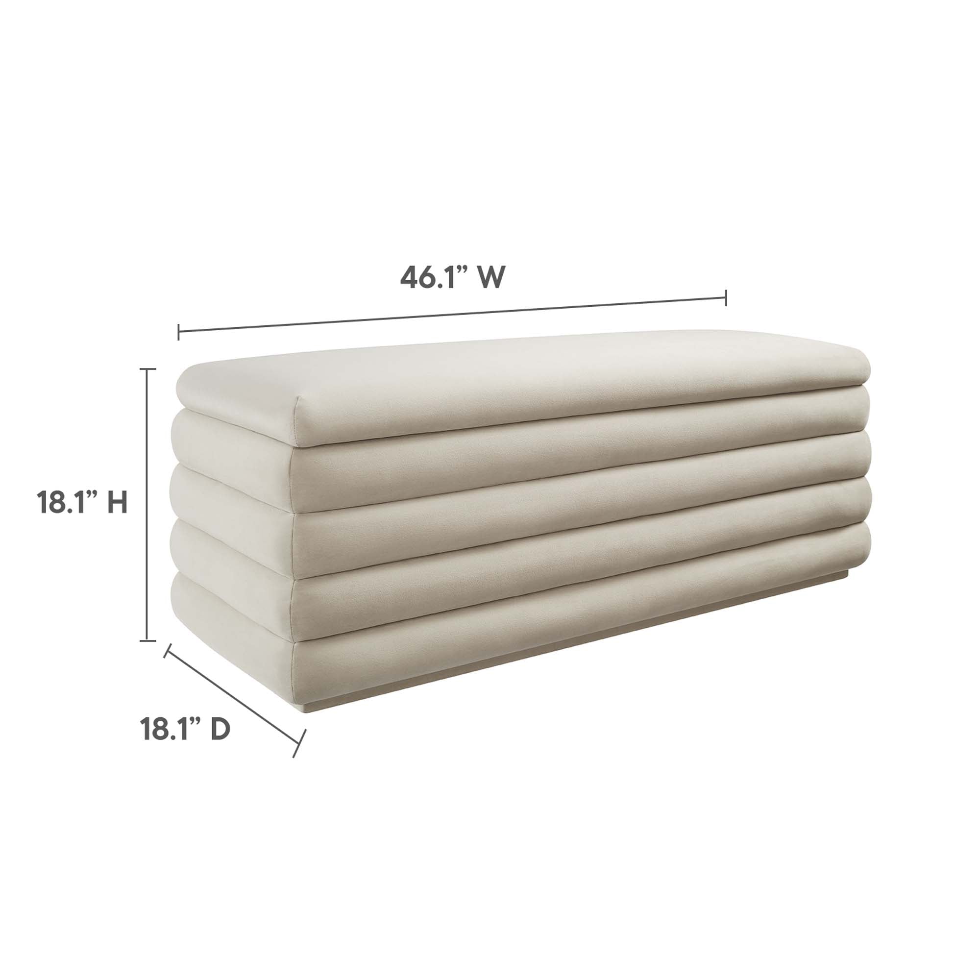 Mezzo Upholstered Performance Velvet Storage Bench - Taupe