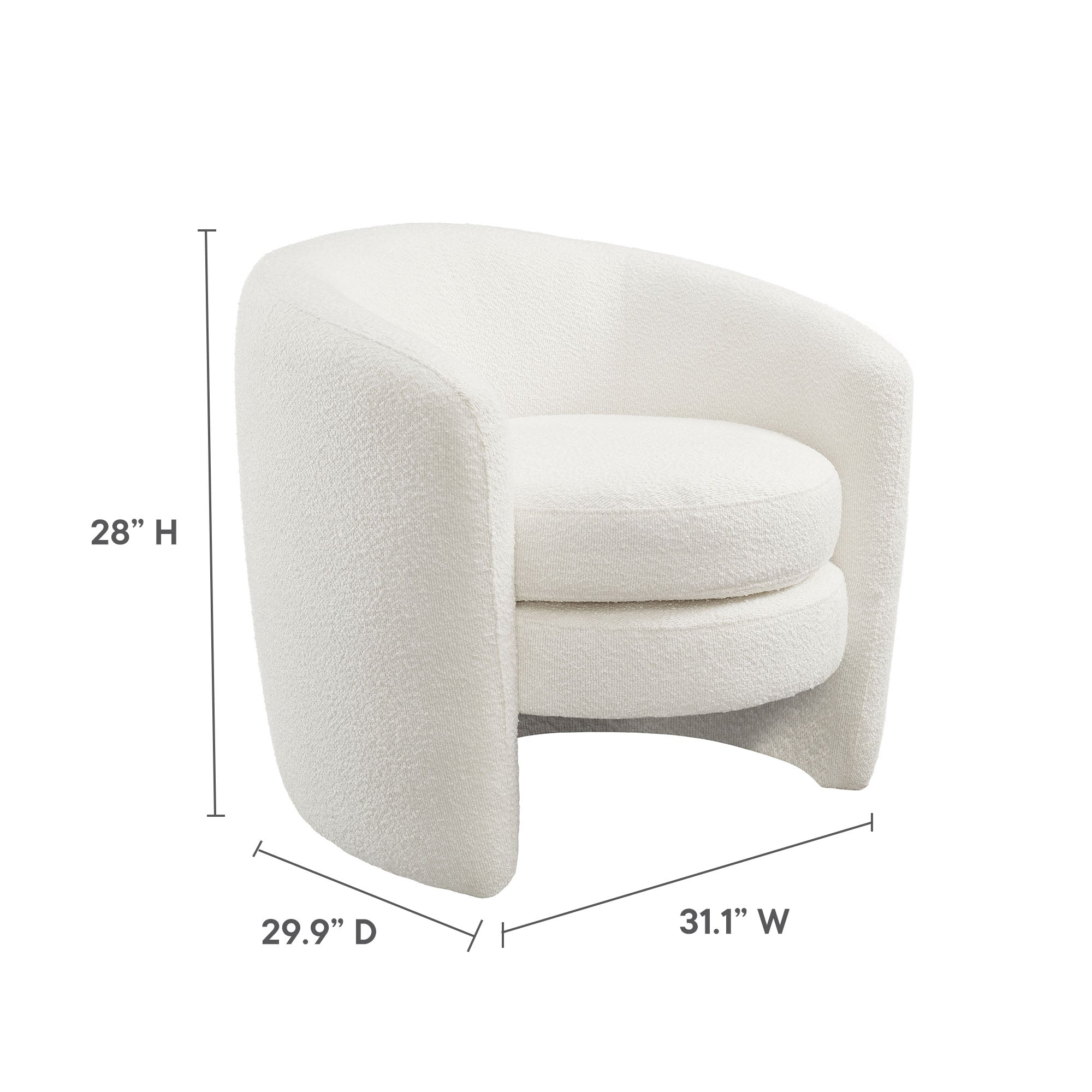 Affinity Upholstered Boucle Fabric Curved Back Armchair - Rust