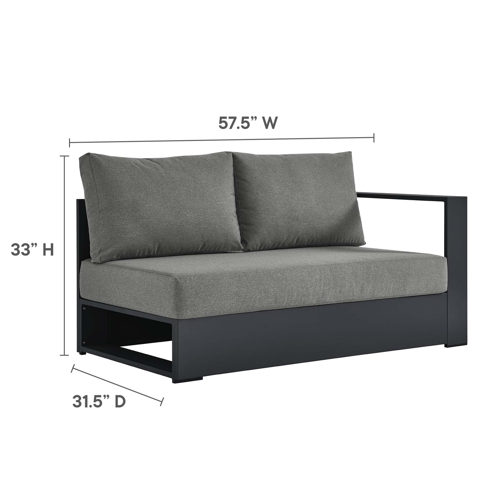 Tahoe 2-Piece Outdoor Patio Powder-Coated Aluminum Left-Facing Chaise Sectional Sofa Set - Gray White