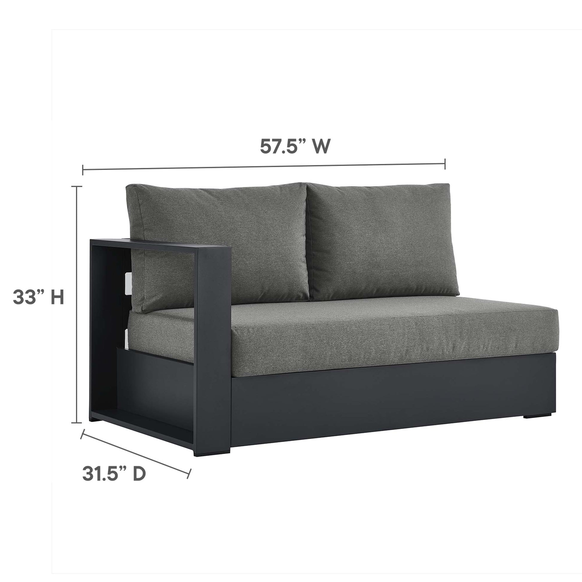 Tahoe 3-Piece Outdoor Patio Powder-Coated Aluminum Right-Facing Chaise Sectional Sofa Set - Gray White
