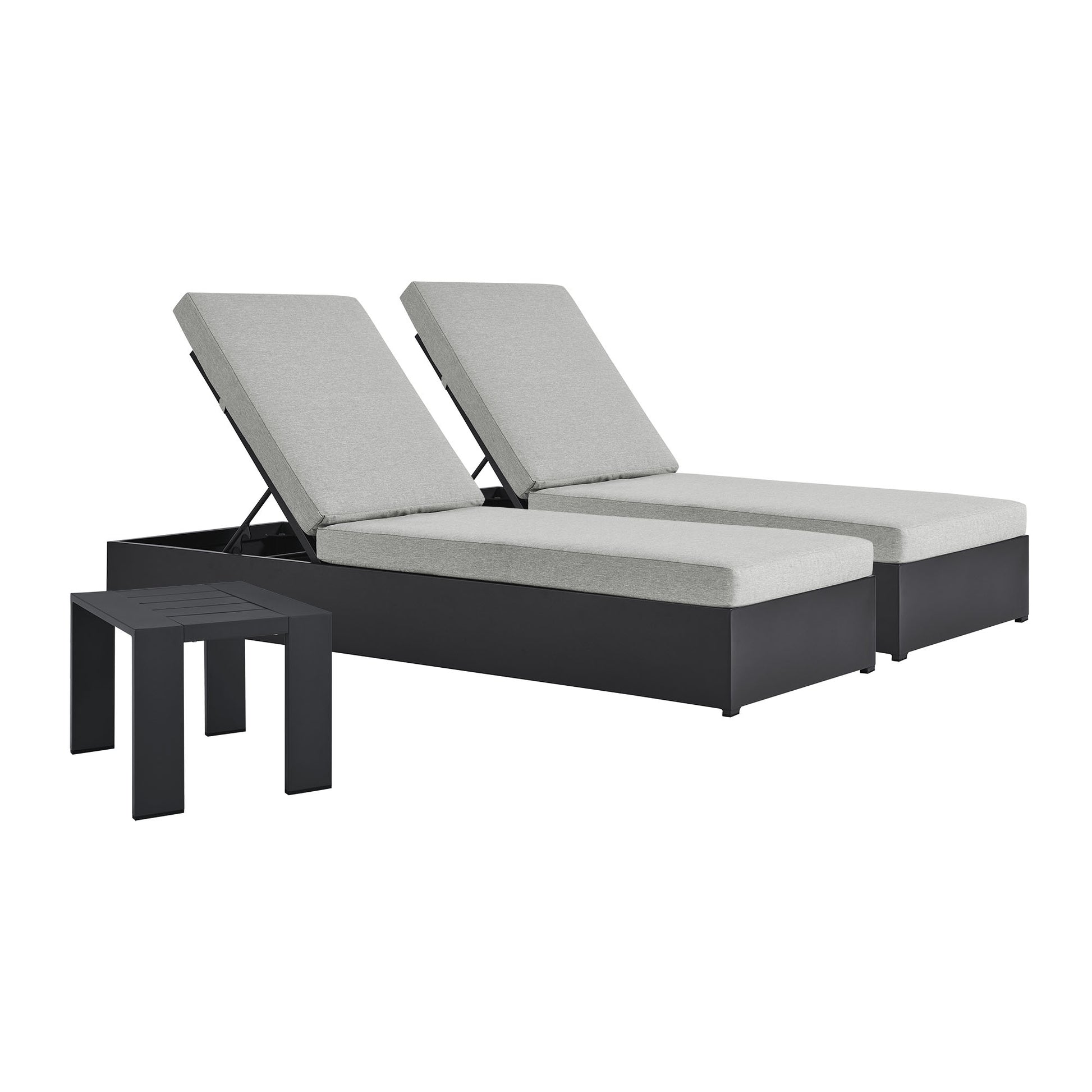 Tahoe 3-Piece Outdoor Patio Powder-Coated Aluminum Chaise Lounge Set