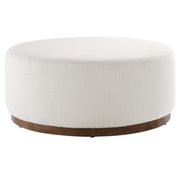 Tilden Large 38" Round Boucle Upholstered Ottoman - Cloud Walnut