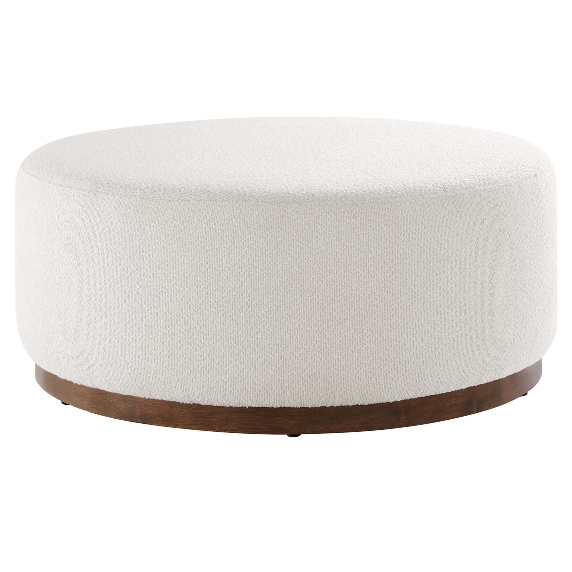 Tilden Large 38" Round Boucle Upholstered Ottoman - Cloud Walnut