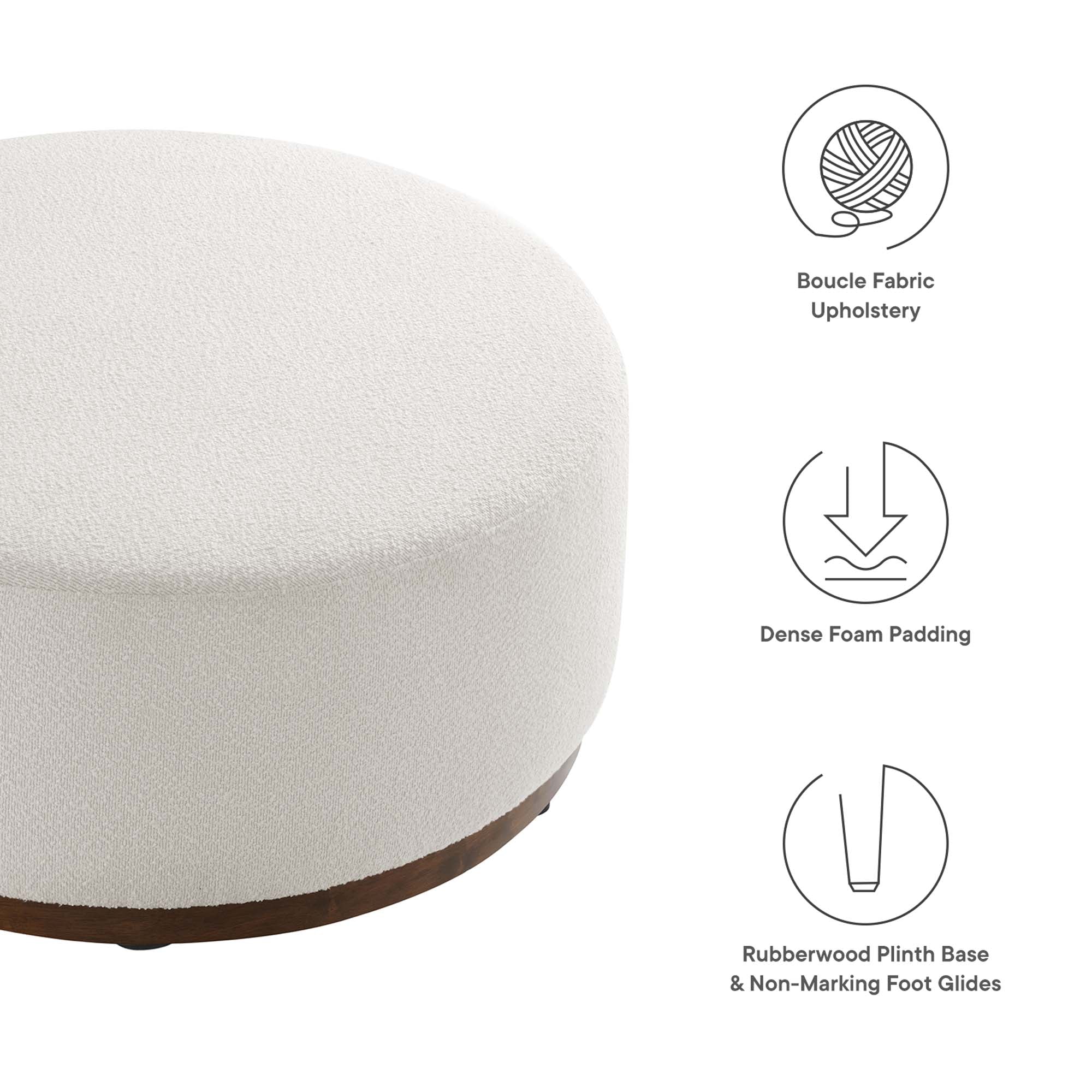 Tilden Large 38" Round Boucle Upholstered Ottoman