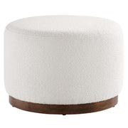 Tilden Large 23" Round Boucle Upholstered Ottoman - Cloud Walnut
