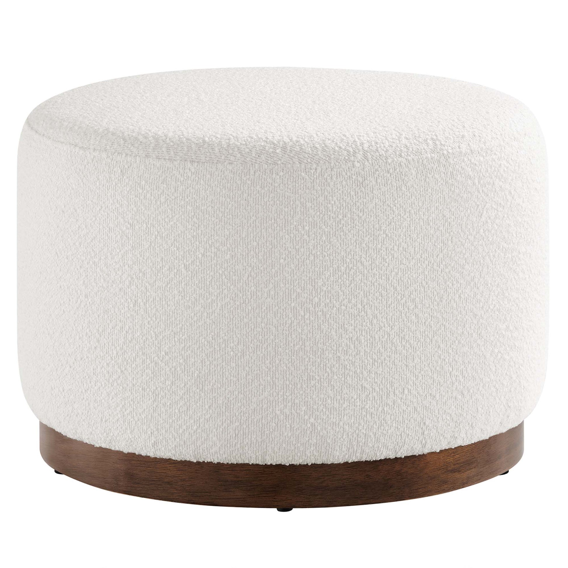 Tilden Large 23" Round Boucle Upholstered Ottoman - Cloud Walnut