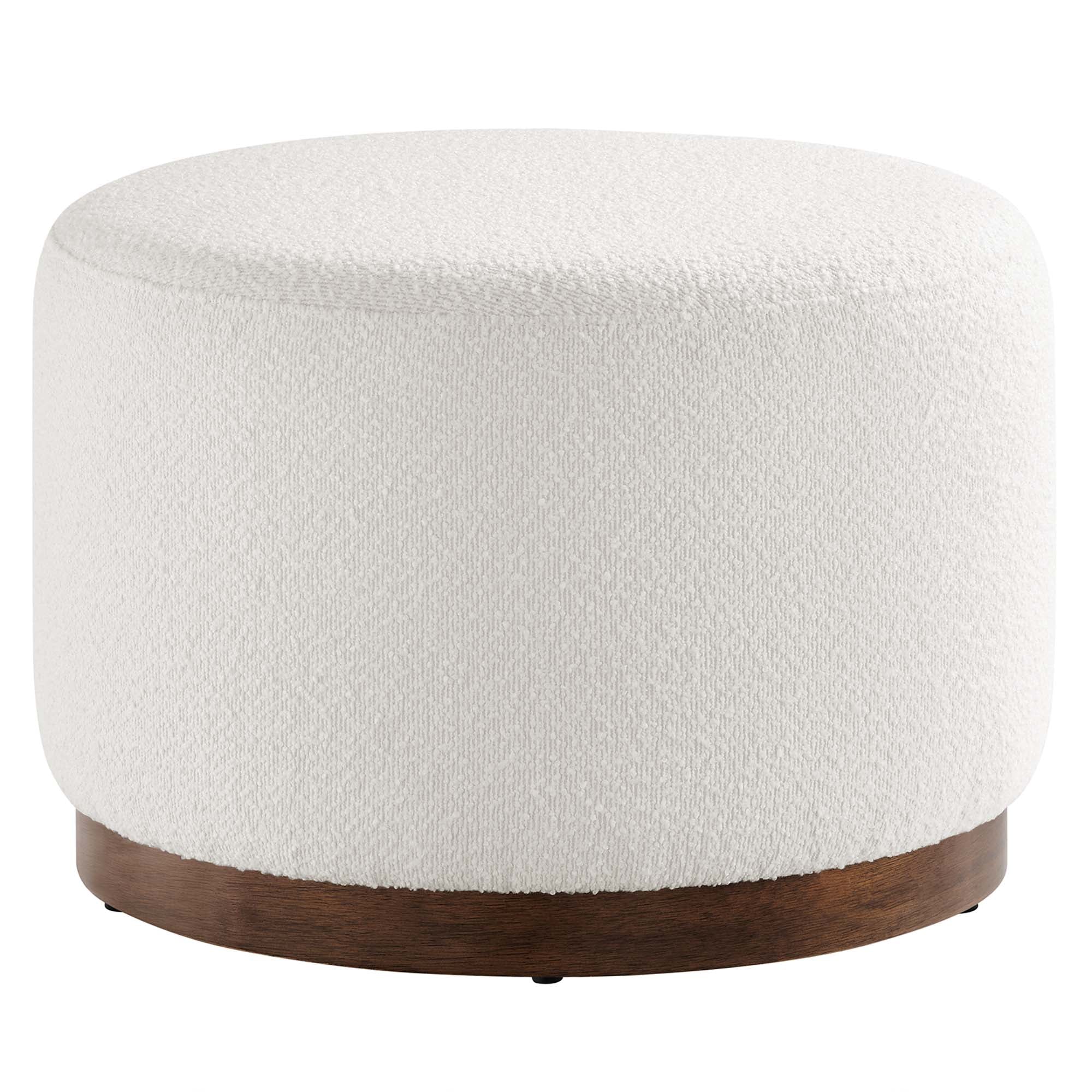 Tilden Large 23" Round Boucle Upholstered Ottoman - Cloud Walnut