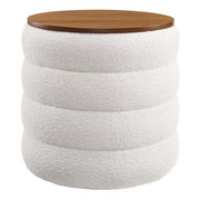 Mezzo Round Boucle Fabric Storage Ottoman - Cloud