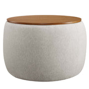 Perla Woven Heathered Fabric Upholstered Storage Ottoman - Heathered Weave Ivory