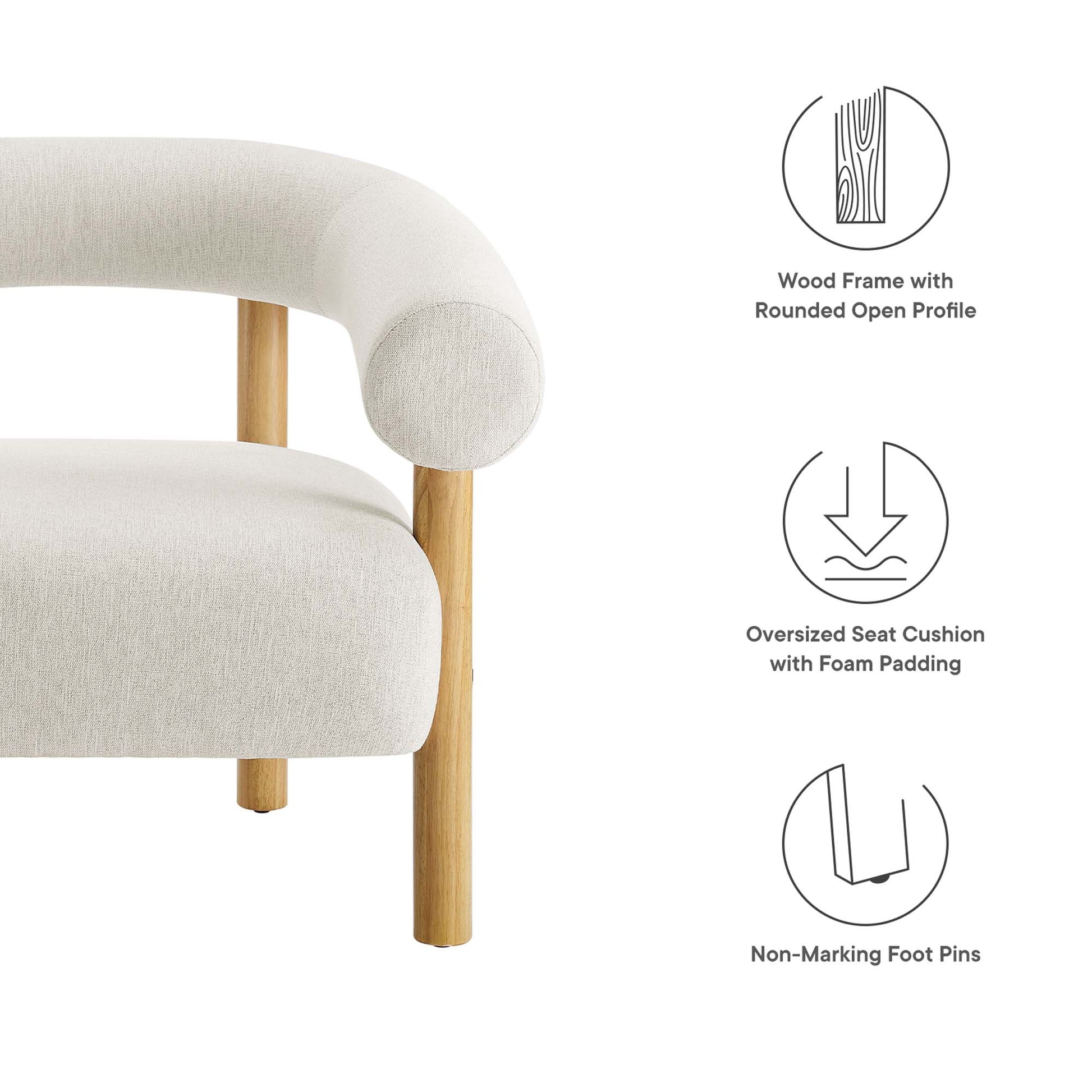 Sable Upholstered Fabric Armchair - Light Gray Black