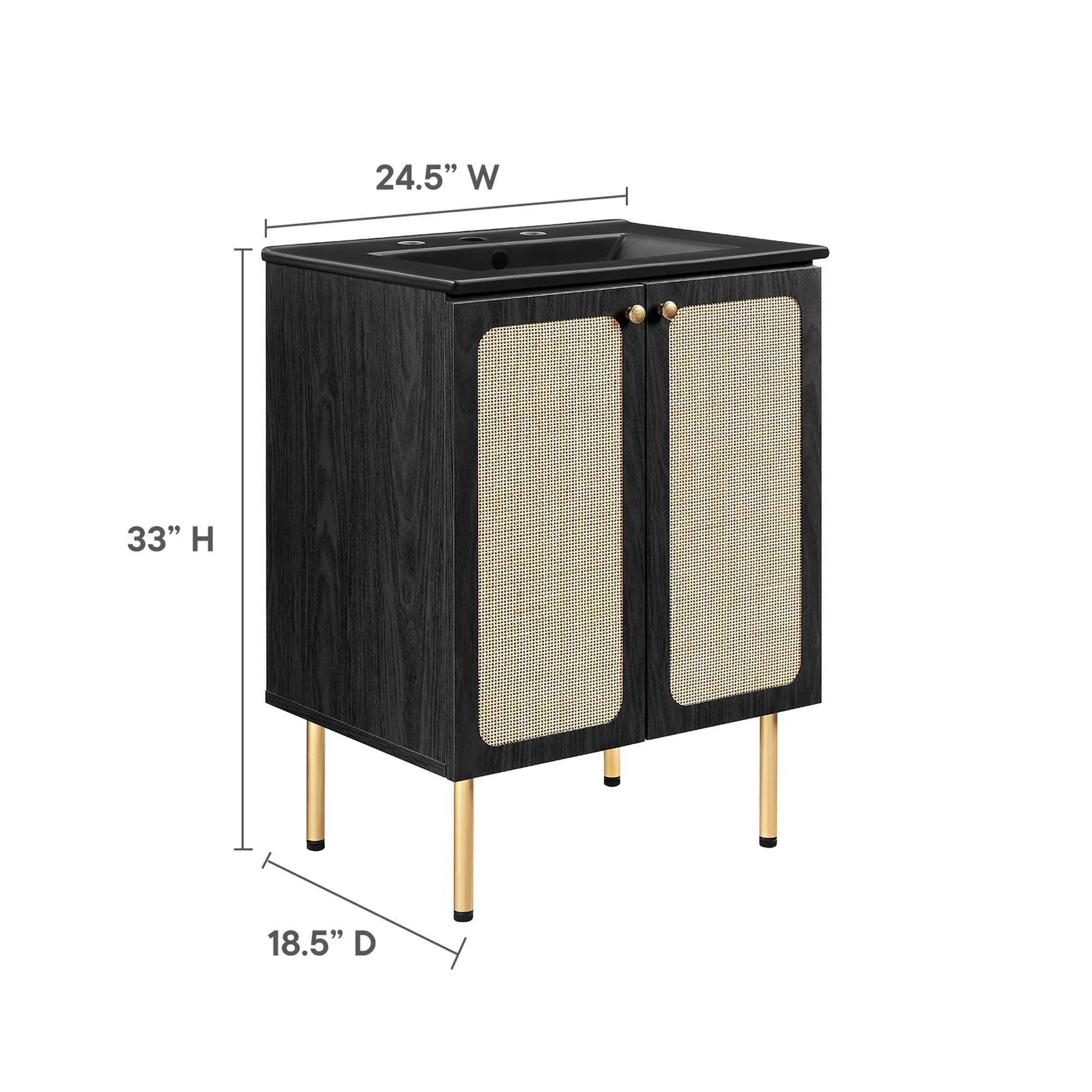 Chaucer 24" Bathroom Vanity - Oak Black