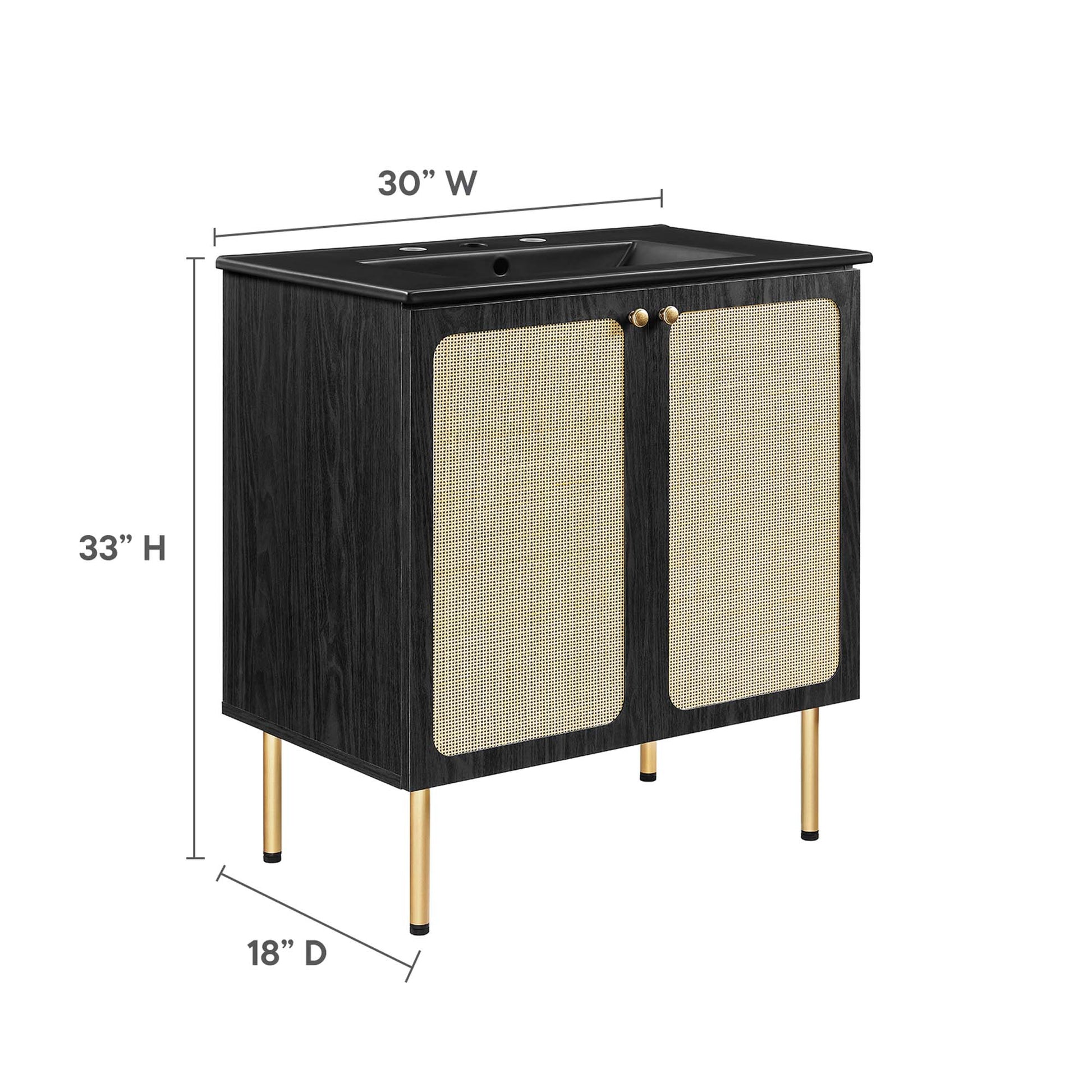 Chaucer 30" Bathroom Vanity - Oak Black