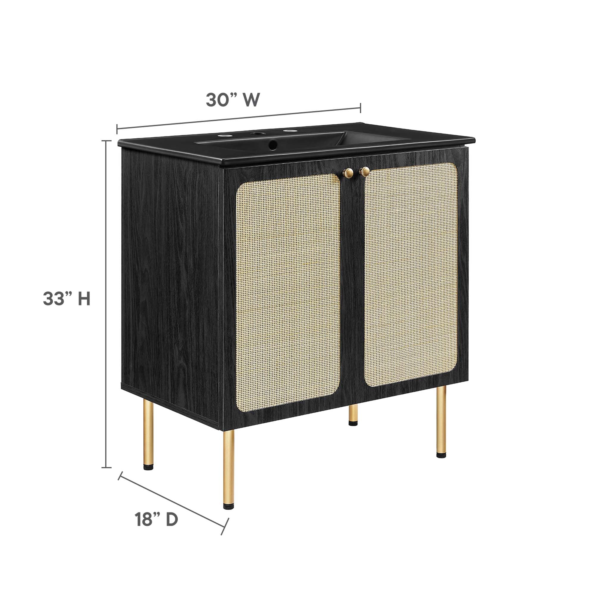 Chaucer 30" Bathroom Vanity - Oak Black