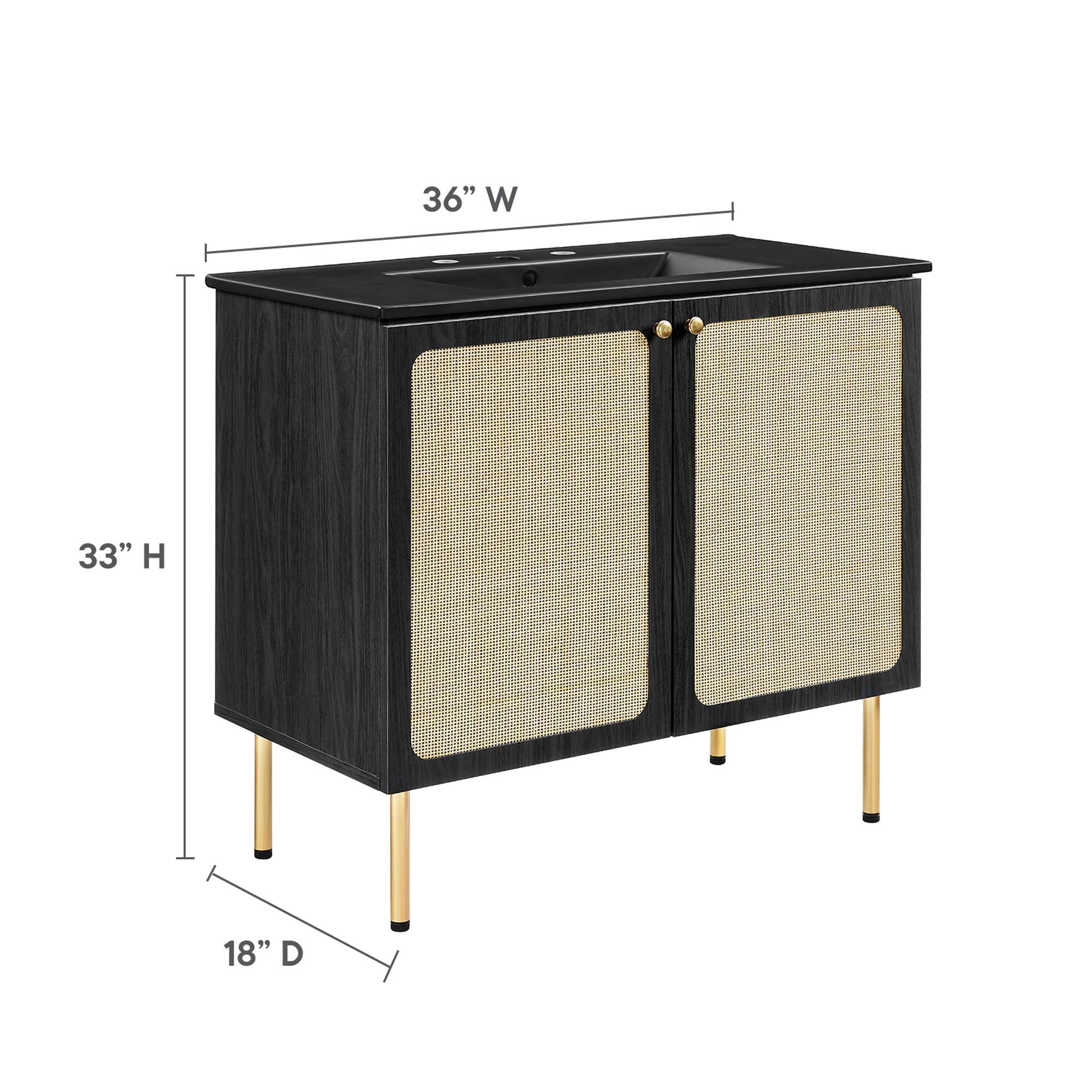 Chaucer 36" Bathroom Vanity - Oak Black
