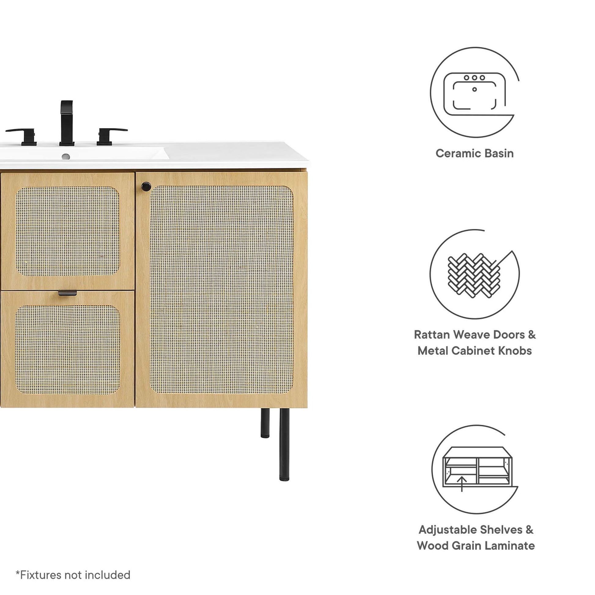 Chaucer 48" Bathroom Vanity with White Basin Included